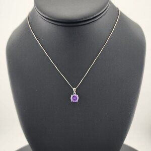 Purple Gemstone Necklace in 925 Sterling Silver